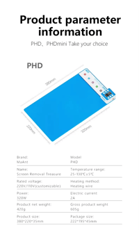 MaAnt PHD 15 İnç 320W LCD Ekran Isıtıcı ve Ayırıcı Mat