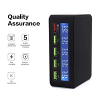 Çoklu USB Şarj Aleti, 50W 5 Port USB QC 3.0 Hızlı Şarj ile Akıllı LCD 