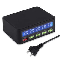 Çoklu USB Şarj Aleti, 50W 5 Port USB QC 3.0 Hızlı Şarj ile Akıllı LCD 