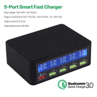 Çoklu USB Şarj Aleti, 50W 5 Port USB QC 3.0 Hızlı Şarj ile Akıllı LCD 