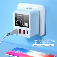 WLX-A9T QC 3.0 30W Led Ekran Duvar Tipi Çok İşlevli USB Şarj Cihazı