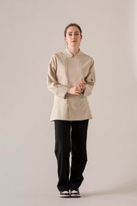 C-01 SOFT LINEN - Bej Keten Şef Ceketi Kadın