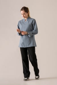 C-01 SOFT LINEN - Denim Mavi Keten Şef Ceketi Kadın