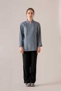 C-01 SOFT LINEN - Denim Mavi Keten Şef Ceketi Kadın