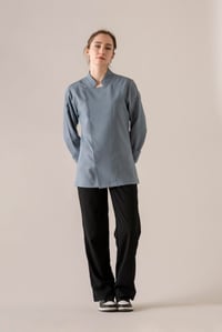 C-01 SOFT LINEN - Denim Mavi Keten Şef Ceketi Kadın