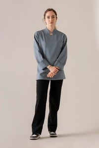 C-01 SOFT LINEN - Denim Mavi Keten Şef Ceketi Kadın