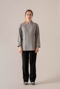 C-01 SOFT LINEN - Gri Keten Şef Ceketi Kadın