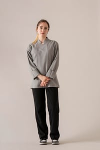 C-01 SOFT LINEN - Gri Keten Şef Ceketi Kadın