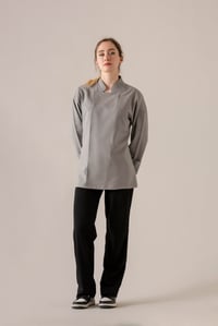 C-01 SOFT LINEN - Gri Keten Şef Ceketi Kadın