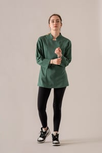 C-01 SOFT LINEN - Koyu Yeşil Keten Şef Ceketi Kadın