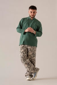 C-01 SOFT LINEN - Koyu Yeşil Keten Şef Ceketi