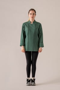 C-01 SOFT LINEN - Koyu Yeşil Keten Şef Ceketi Kadın