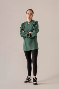 C-01 SOFT LINEN - Koyu Yeşil Keten Şef Ceketi Kadın