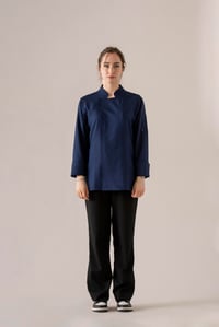 C-01 SOFT LINEN - Lacivert Keten Şef Ceketi Kadın