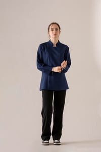 C-01 SOFT LINEN - Lacivert Keten Şef Ceketi Kadın