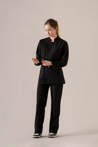C-01 SOFT LINEN - Siyah Keten Şef Ceketi Kadın
