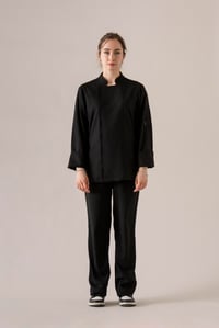 C-01 SOFT LINEN - Siyah Keten Şef Ceketi Kadın