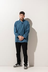 C-02 SCARF - Fularlı ve Denim Mavi Şef Ceketi 