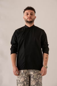 C-10 SIMPLE - Siyah Kayık Yaka Şef Ceketi