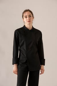 C-10 SIMPLE - Siyah Kayık Yaka Şef Ceketi Kadın