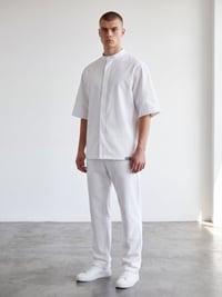 C-11 Mai Oversize – Beyaz Şef Ceketi