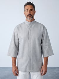 C-11 Mai Oversize – Gri Antrasit Çizgili Şef Ceketi
