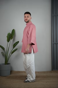 C-11 MAI - Oversize Kırmızı Beyaz Çizgili Şef Ceketi Kadın