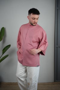 C-11 MAI - Oversize Kırmızı Beyaz Çizgili Şef Ceketi Kadın