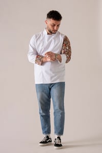 C-19 PİZZA - Pizza Desenli Beyaz Şef Ceketi 