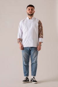C-19 PİZZA - Pizza Desenli Beyaz Şef Ceketi 