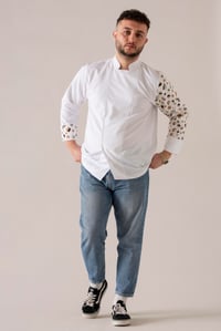 C-19 SUSHI - Sushi Desenli Beyaz Şef Ceketi 