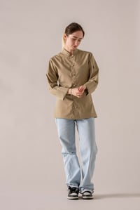 C-20 SOFT - Camel Rengi Düğmeli Şef Ceketi Kadın