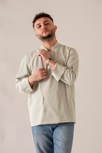 C-21 PREMIUM - Beyaz Çizgili Bej Rengi Şef Ceketi