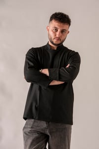 C-21 PREMIUM - Beyaz Çizgili Siyah Şef Ceketi