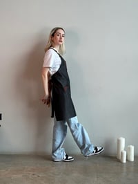 D-140 JOLIE - Tarçın Rengi Deri Detaylı Çapraz Askılı Grl Kot Önlük 