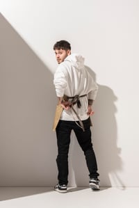 D-168 LUCAS - Camel Rengi Yeşil Derili Önlük 