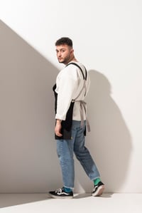 K-155 HOLLY - Çapraz Askılı Siyah Önlük 