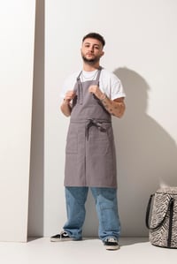 K-176 JAMES - Yırtmaçlı Açık Gri Önlük 