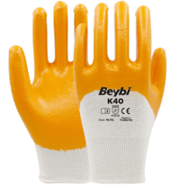 Beybi K40 Sarı Polyester Örme Nitril İş Eldiveni No: 10 XL 1 Adet