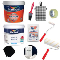 Marshall Sil-Pak Silinebilir Leke Tutmaz İç Cephe Boyası 15Lt + Tavan Boyası 10Kg + Boyama Seti