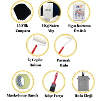 Marshall Silikonlu Mat Silinebilir İç Cephe Boyası 15Lt + Tavan Boyası 10Kg + Boyama Seti