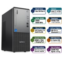  Masaüstü Bilgisayar LENOVO 12UD001UTR 004 Distribütör  Lenovo ThinkCentre Neo 50T Gen 5 i7-14700 32GB 1TB SSD Freedos Masaüstü Bilgisayar 12UD001UTR 004