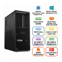  Masaüstü Bilgisayar LENOVO 30HT006QTR 007 Distribütör  Lenovo DWS ThinkStation P3 G2 Ultra 9 285K 96GB 4TB SSD 20 GB RTX4000 Ada W11P Masaüstü İş İstasyonu 30HT006QTR 007