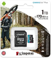 Kingston Canvas Go Plus Class10 UHS-I U3 A2 V30 1 TB Micro SD Kart SDCG3/1TB Hafıza Kartı KINGSTON SDCG3/1TB Distribütör  Kingston Canvas Go Plus Class10 UHS-I U3 A2 V30 1 TB Micro SD Kart SDCG3/1TB