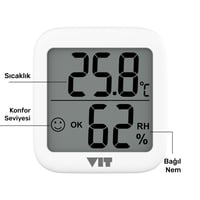 VIT 3'lü İç Mekan Dijital Isı ve Nem Ölçer Beyaz Termometre WVT17-02 THERMOMETER Termometre VIT WVT17-02 Distribütör  VIT 3'lü İç Mekan Dijital Isı ve Nem Ölçer Beyaz Termometre WVT17-02 THERMOMETER