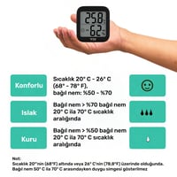 VIT 3'lü İç Mekan Dijital Isı ve Nem Ölçer Siyah Termometre BVT17-02 THERMOMETER Termometre VIT BVT17-02 Distribütör  VIT 3'lü İç Mekan Dijital Isı ve Nem Ölçer Siyah Termometre BVT17-02 THERMOMETER