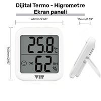 VIT 4'lü İç Mekan Dijital Isı ve Nem Ölçer Beyaz Termometre WVT17-03 THERMOMETER Termometre VIT WVT17-03 Distribütör  VIT 4'lü İç Mekan Dijital Isı ve Nem Ölçer Beyaz Termometre WVT17-03 THERMOMETER