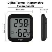 VIT 4'lü İç Mekan Dijital Isı ve Nem Ölçer Siyah Termometre BVT17-03 THERMOMETER Termometre VIT BVT17-03 Distribütör  VIT 4'lü İç Mekan Dijital Isı ve Nem Ölçer Siyah Termometre BVT17-03 THERMOMETER
