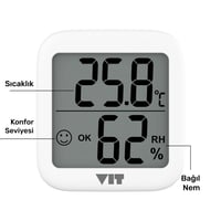 VIT 6'lı İç Mekan Dijital Isı ve Nem Ölçer Beyaz Termometre WVT17-04 THERMOMETER Termometre VIT WVT17-04 Distribütör  VIT 6'lı İç Mekan Dijital Isı ve Nem Ölçer Beyaz Termometre WVT17-04 THERMOMETER
