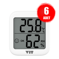 VIT 6'lı İç Mekan Dijital Isı ve Nem Ölçer Beyaz Termometre WVT17-04 THERMOMETER Termometre VIT WVT17-04 Distribütör  VIT 6'lı İç Mekan Dijital Isı ve Nem Ölçer Beyaz Termometre WVT17-04 THERMOMETER